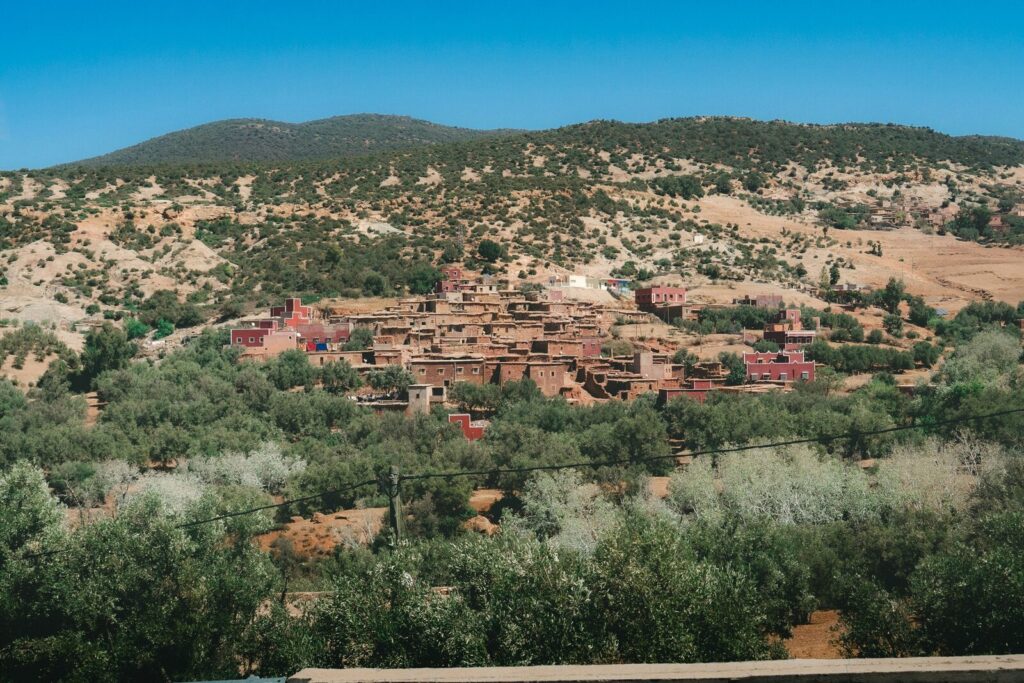 Hilltop Moroccan town surrounded by countryside