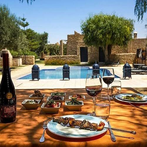 Moroccan wine served outdoors